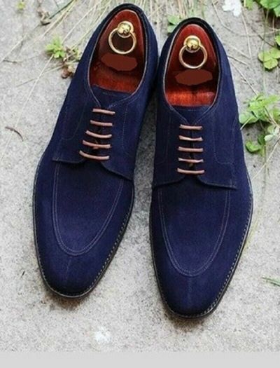 New Handmade Navy Blue Shoes, Lace Up Split Toe Shoes, Formal Shoes For Men