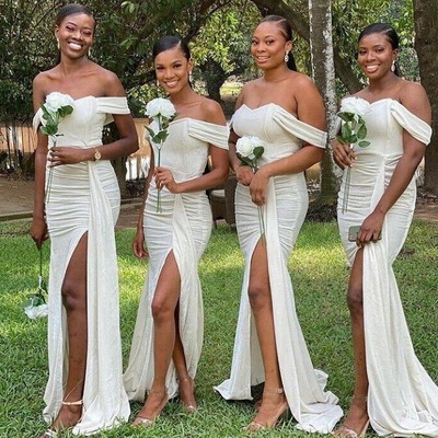 Off the shoulder bridesmaid dresses slit - Thumbnail 4