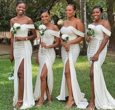 Off the Shoulder Bridesmaid Dresses Slit