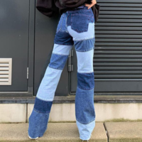 Free Shipping-High Waist Color Block Jeans  - Thumbnail 2
