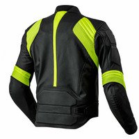 Men Yellow and Black Contrast Motorcycle Racing Jacket With Safety Pads - Thumbnail 1