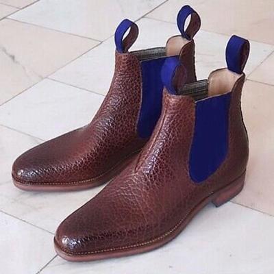 New handmade chelsea brown shaded pure cow leather ankle boots for men's - Thumbnail 3