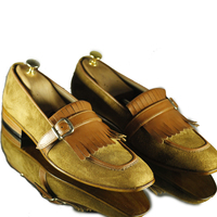 Bespoke Men's Brown Fringe Monk Straps Shoes, Men's Handmade Suede Oxford Shoes - Thumbnail 1