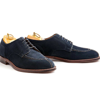 Bespoke Men's Blue Split Toe Shoes, Men's Handmade Suede Oxford Shoes - Thumbnail 1