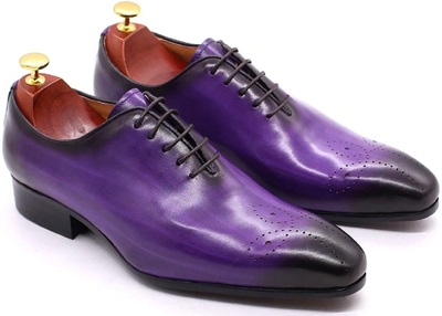 Oxford Purple Patina Wholecut Brogue Handmade Leather Lace Up Formal Shoes