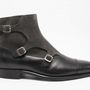 Handmade Men two tone leather Suede boot, Men triple monk boot, Mens formal boot-1
