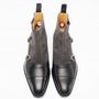 Handmade Men two tone leather Suede boot, Men triple monk boot, Mens formal boot-2