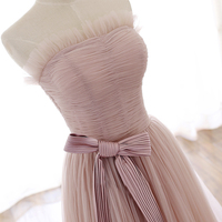 Pink tulle long prom dress pink evening dress - Thumbnail 3