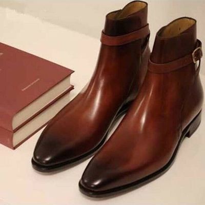 Handmade mens brown jodhpurs boots men brown leather ankle boots, boots for mens - Thumbnail 2