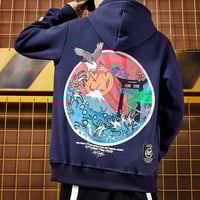 Harajuku Crane Hoodie Sweatshirt - Thumbnail 2
