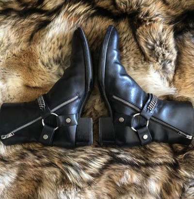 New Handmade Black Leather Stylish Motorcycle Zip Fastening Boots for Men's