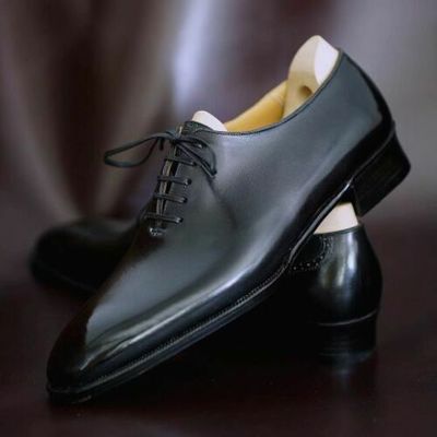 Men black classy dress shoes, classic black oxford shoes, office shoes
