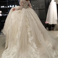 Exquisite Ball Gown Off the Shoulder Bride Dresses,Long Sleeves Wedding Dresses,Lace Bride Gown - Thumbnail 2
