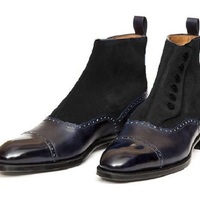 Best Looking Men Handmade New Style Black Oxford Cap Toe Lace Up Fastening Boot - Thumbnail 1