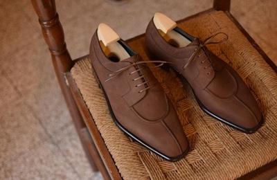 Handmade Chocolate Brown Split Toe Leather Shoes,Oxford Men's Shoes