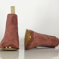 Bespoke Men's Cordovan Suede Boots,Chelsea Ankle Oxford Boots  - Thumbnail 4