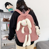 Cute Rabbit Corduroy Backpack - Thumbnail 1