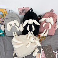 Cute Rabbit Corduroy Backpack - Thumbnail 4