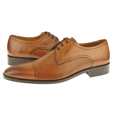 Essential customize tan cap toe lace up handmade leather men derby formal shoes
