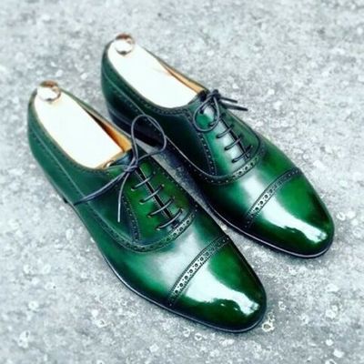 Spectator oxford men's shoes premium quality leather cap toe lace up handmade