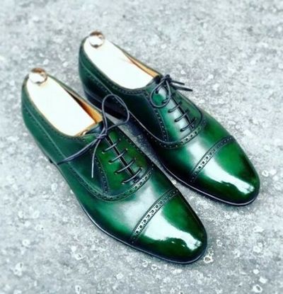 Spectator Oxford Men's Shoes Premium Quality Leather Cap Toe Lace Up Handmade