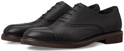 Men Oxford Cap Toe Lace Up Handmade Contrast Sole Real Leather Formal Shoes