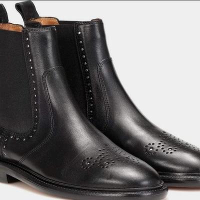 Brogues lover totally handstitch unique black leather chelsea boot, ankle high boot, oxford boot men - Thumbnail 3