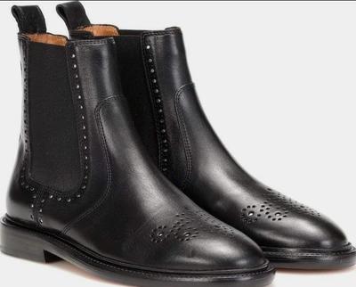 Brogues Lover Totally Handstitch Unique Black Leather Chelsea Boot, Ankle High Boot, Oxford Boot Men