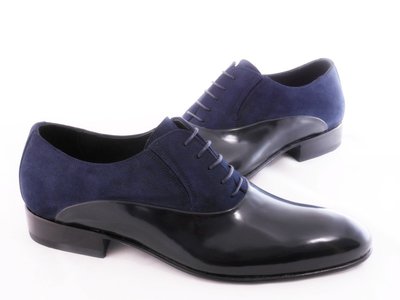 Sumptuous Pairs Blue Suede Black Leather Upper Suede Real Leather Men Oxford Lace Up Shoes