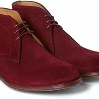 Men's Burgundy Color Chukka Suede Real Leather Derby Ankle Lace Up Boots - Thumbnail 4