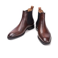 Stylish Chelsea Brown Elastic Panel Premium Leather Handmade Slip On Ankle Boots - Thumbnail 4