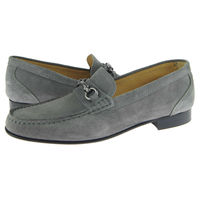 Horsebit Loafer Slip On Handmade Gray Suede Leather Apron Toe Men Formal Shoes - Thumbnail 1