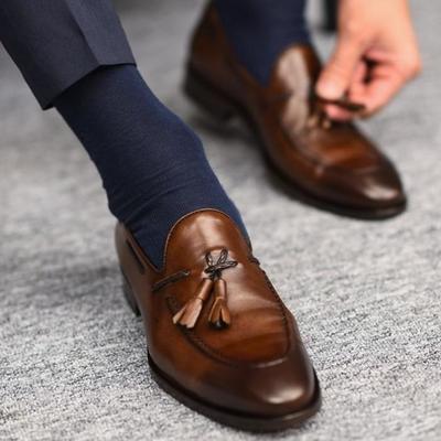 Outclass brown tassels loafer leather shoes
