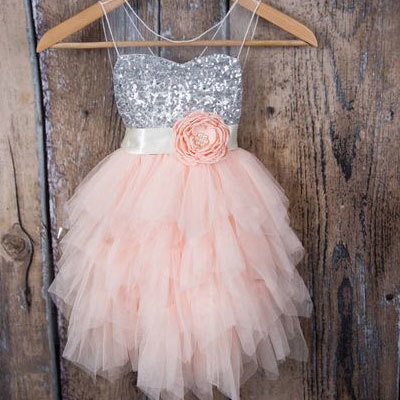 Pink flower girl dresses with handmade flower  - Thumbnail 3