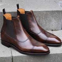 New Handmade Pure Dark Brown Leather Chelsea Ankle Boots for Men's - Thumbnail 1