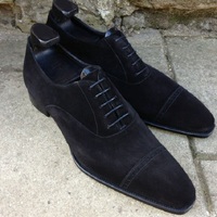 New Pure Handmade Black Suede Leather Lace up Dress Shoes for Men's - Thumbnail 4