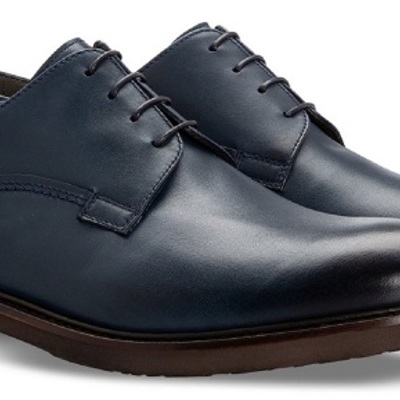 Customize men derby navy blue lace up genuine leather handmade formal shoes