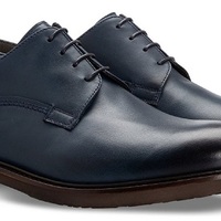 Customize Men Derby Navy Blue Lace Up Genuine Leather Handmade Formal Shoes - Thumbnail 1
