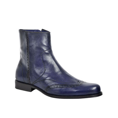 Custom men blue chelsea jumper slipon win tip genuine leather ankle boot - Thumbnail 1