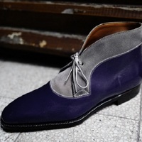 Men Two Tone Gray Purple Suede Chukka Lace Up Real Leather Ankle Boot US - Thumbnail 4