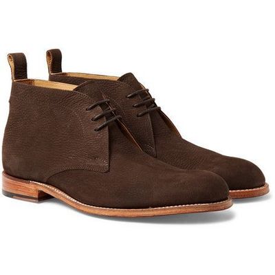 Morocco brown plain toe back pull real leather chukka ankle dress boots for men