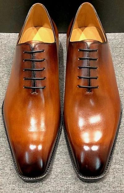Handmade Men's Leather Oxfords Two Tone Plain Toe Party Wear Lace up shoes