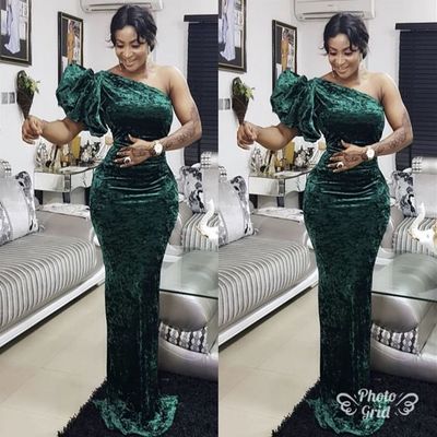 One shoulder prom dress,mermaid prom gown,long evening dress - Thumbnail 4