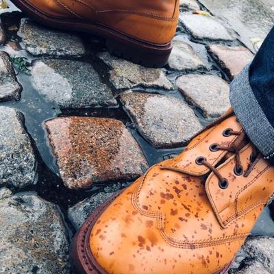 Luxurious pure tan leather hand crafted wingtip shoes - Thumbnail 4