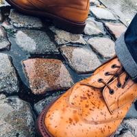 Luxurious Pure Tan Leather Hand Crafted Wingtip Shoes - Thumbnail 1