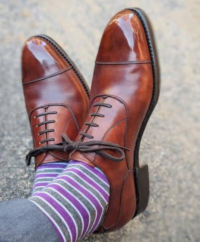 Handmade Brown Leather Lace Up Men's Shoes