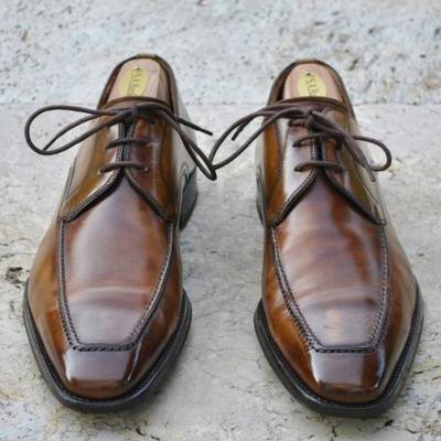 Elegant leather oxfords lace up dress handmade quality shoes - Thumbnail 4