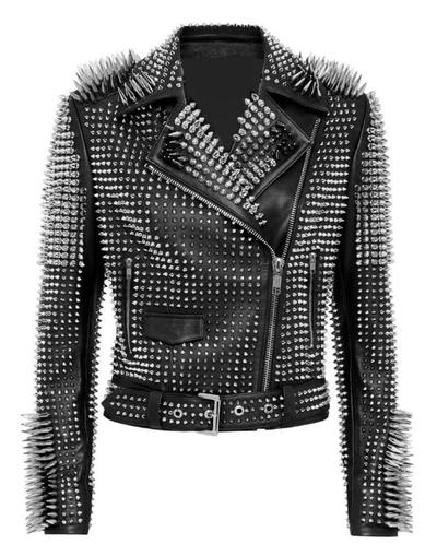Studded Leather Jacket, Women Spiked Leather Jacket, Women Steam Punk Rockers Jacket, Gothic Hippie Studs and Spikes, Spiked Genuine Leather