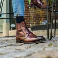 Handmade Leather casual Ankle boots, Men brown leather Boot - Thumbnail 4