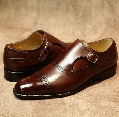 Handmade Classic Oxfords Shoes,Men Monk Cap Toe Shoes,Office formal Dress Shoes